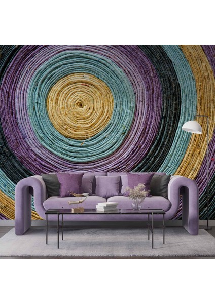 Renkli Yuvarlak Desenli Duvar Kağıdı