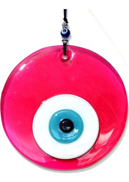 Şeffaf Pembe El Yapımı Cam Nazar Boncuklu Duvar Dekoru