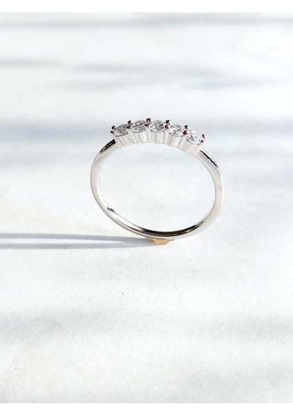 Gümüş Özel Pembe Beş Taş Yarım Turlu Tasarım Kadın Yüzük Öğretmenler Günü Hediye fiyatları