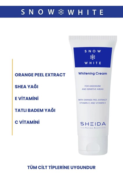 Sheıda Snow Ton Açıcı ve Beyalaştırıcı (Koltuk Altı ve Özel Bölge) Krem 75ML fiyatları