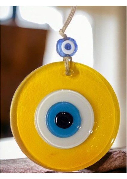 Şeffaf Sarı Nazar Boncuklu Duvar Süsü 10 Cm Cam Duvar Dekoru fiyatları