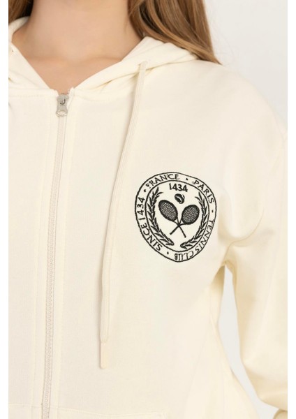 Kadın Fermuarlı Regular Fit Sweatshirt Ekru modelleri