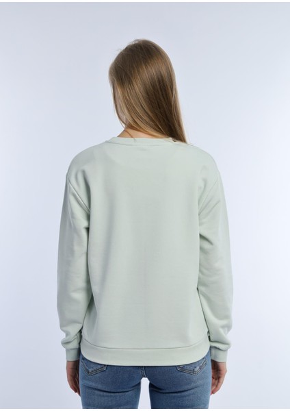 Kadın Love Baskılı 3 Iplik Şardonsuz Sweatshirt Mint fırsatları