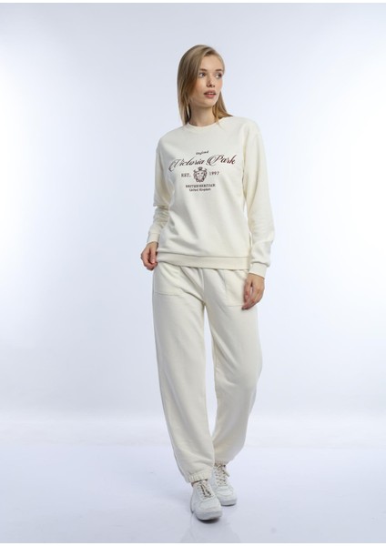 Kadın 3 Iplik Şardonsuz United Kingdom Nakışlı Sweatshirt Bordo modelleri