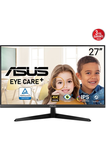 VY27UQ 27 IPS Freesync 3840 x 2160 60Hz 350CD Dp HDMI Hoparlör Vesa 3yıl Eyecare Plus,flıcker-Free,çerçevesiz,düşük Mavi Işık,antibakteriyal Kaplama Monitör