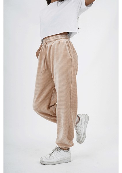 Kız Çocuk Kadife Kumaş Lastikli Paça Jogger Pantolon modelleri