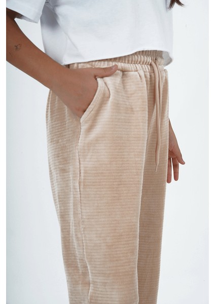 Kız Çocuk Kadife Kumaş Lastikli Paça Jogger Pantolon fırsatları