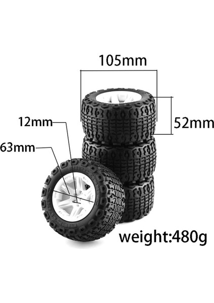 4 Adet 105MM 1.9 Jant Lastik Seti 1/10 Rc Paletli Araba Trx4 D90 Eksenel SCX10 Iı Iıı,a,beyaz (Yurt Dışından)