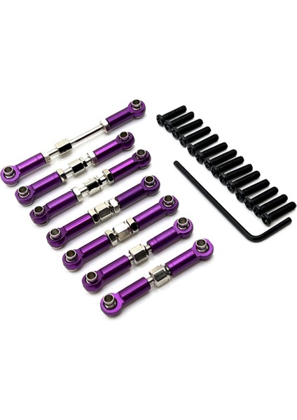 Metal Ön Arka Rot Bağlantı Servo Bağlantı Çubuğu Seti 104072 1/10 Rc Araba Yükseltme Parçaları Aksesuarları, Mor (Yurt Dışından)