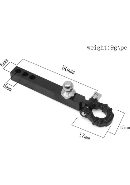 1/10 Rc Paletli Trx4 -6 Eksenel SCX10 90046 Redcat Yükseltme Parçaları Için Metal Römork Çekme Kancası, Siyah (Yurt Dışından)