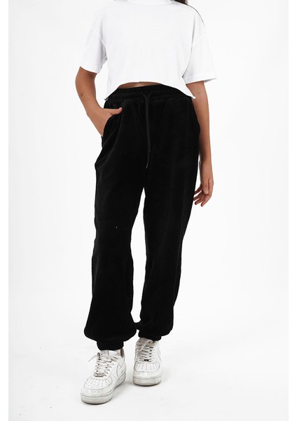 Kız Çocuk Kadife Kumaş Lastikli Paça Jogger Pantolon