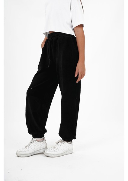 Kız Çocuk Kadife Kumaş Lastikli Paça Jogger Pantolon fiyatları