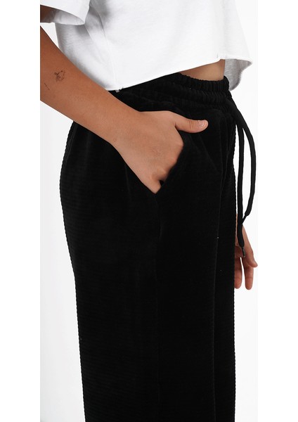 Kız Çocuk Kadife Kumaş Lastikli Paça Jogger Pantolon fırsatları