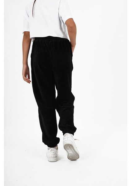 Kız Çocuk Kadife Kumaş Lastikli Paça Jogger Pantolon indirimleri