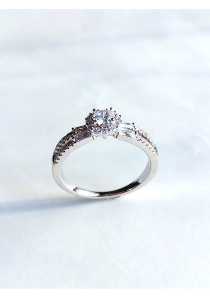 Gümüş Özel Oval Tek Taş Yarım Turlu Tasarım Kadın Yüzük Öğretmenler Günü Hediye modelleri