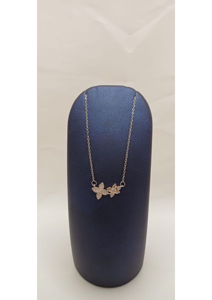 316 L Paslanmaz Çelik Silver/gümüş Zirkon Taşlı Ikili Dört Yaprak Yonca Kolye fiyatları