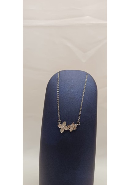 316 L Paslanmaz Çelik Silver/gümüş Zirkon Taşlı Ikili Dört Yaprak Yonca Kolye modelleri