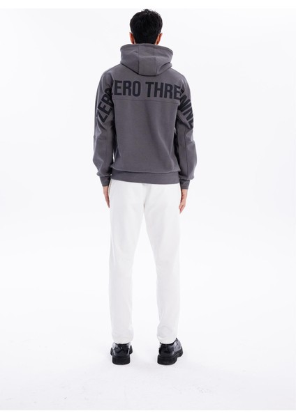 Kapüşonlu Sırtı Zero Baskılı Diagonel Sweatshirt