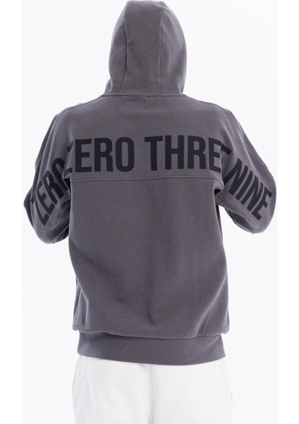 Kapüşonlu Sırtı Zero Baskılı Diagonel Sweatshirt