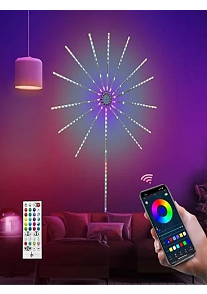 Bluetoothlu Animasyonlu Rgb LED Yıldız Kayar LED Işık 5V USB Girişli Sese Duyarlı Rengarenk