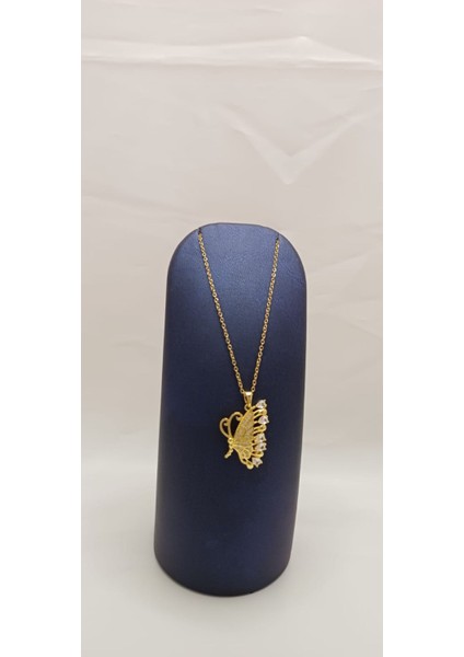 316 L Paslanmaz Çelik Gold/altın Zirkon Taşlı Büyük Kelebek Kolye fiyatları