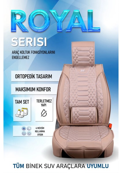 Fiat Egea Cross Lüx Deri Oto Koltuk Kılıfı Ön Arka Takım Ryl Serisi Bej