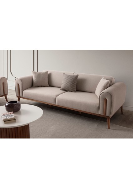 Riva 3'lü Koltuk Modern Tasarım Silinebilir Kumaş Sütlü Kahve 224x90 cm fiyatları