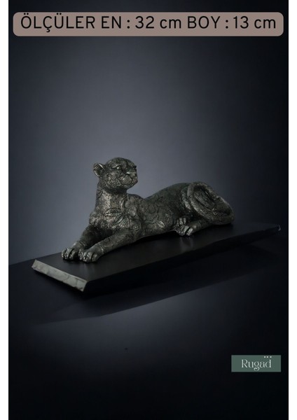 Tekno Trust Biblo Dekoratif Heykel Leopar Biblosu Gümüş Eskitme Renk Model 38 modelleri