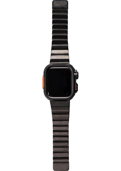 Apple Watch Series 7/8/9 45MM Uyumlu Kasa Gövde Koruyucu ve Metal Kordon 2 In 1 Set