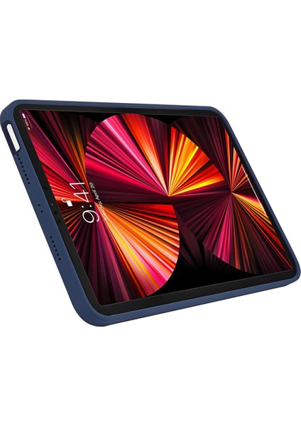 iPad Pro 11(2022)/(2021)/(2020)/(2018)-KOYU Cilt Dokunuşlu Sıvı Silikon Yumuşak Mikrofiber Astar Damla Koruyucu Kılıf (Yurt Dışından)