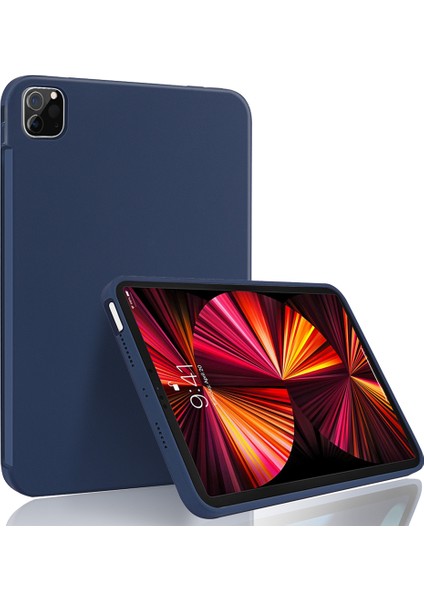 iPad Pro 11(2022)/(2021)/(2020)/(2018)-KOYU Cilt Dokunuşlu Sıvı Silikon Yumuşak Mikrofiber Astar Damla Koruyucu Kılıf (Yurt Dışından)