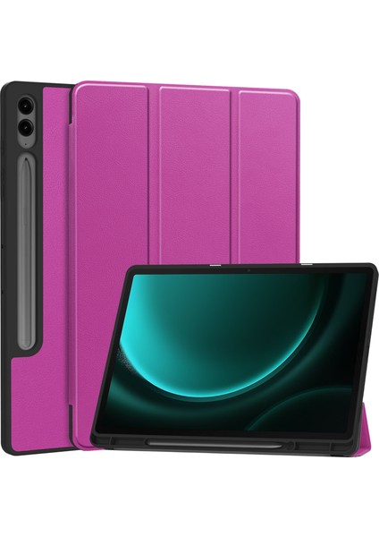 Samsung Galaxy Tab S10+KILIF Pu Deri+Tpu Üç Katlı Standlı Tablet Kılıfı Kalem Tutucu- (Yurt Dışından)