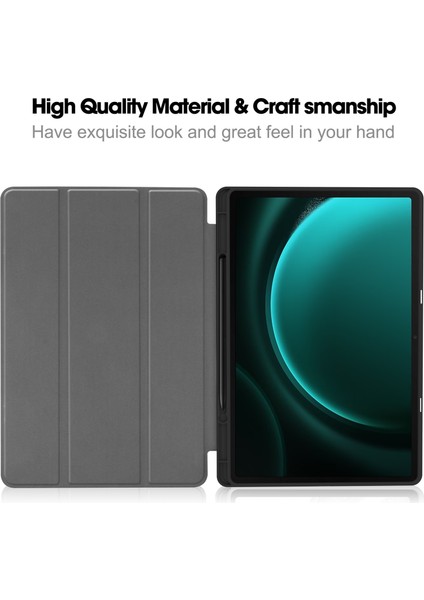 Samsung Galaxy Tab S10+KILIF Pu Deri+Tpu Üç Katlı Standlı Tablet Kılıfı Kalem Tutucu- (Yurt Dışından)