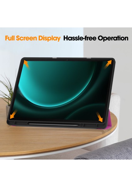 Samsung Galaxy Tab S10+KILIF Pu Deri+Tpu Üç Katlı Standlı Tablet Kılıfı Kalem Tutucu- (Yurt Dışından)