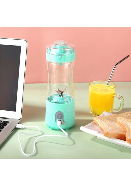 Smoothie Meyve Suları ve Shakeler Için 380ML Taşınabilir Blender Ev ve Seyahat Için 4000MAH Mini Blender-Mavi (Yurt Dışından)