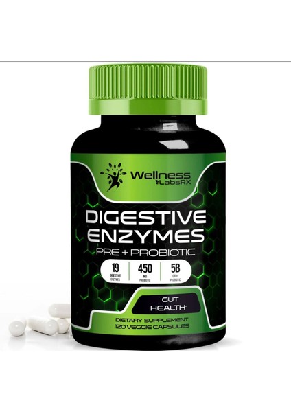 Digestive Enzymes With Probiotics And Prebiotics 450 mg 5 Billion Cfus 120 Tablet