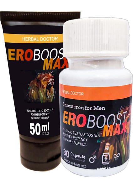 Eroboost Max Harici Uygulama 30'lu Kapsül + Xir Özel Karışım Krem 50 ml