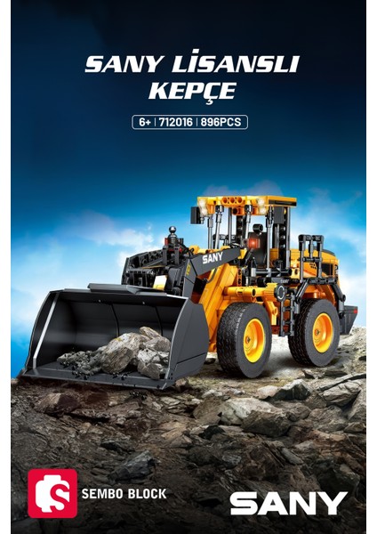 Sany Lisanslı Kepçe 896 Parça Yapı Blokları LEGO ile Uyumlu (712016)