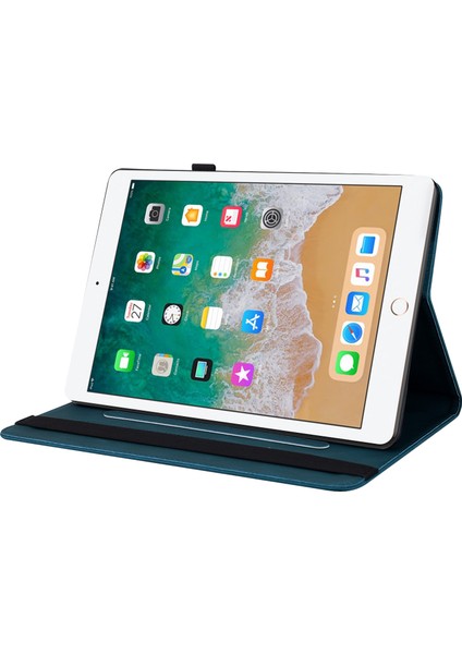 Izleme Standı iPad 9,7 INÇ(2018)/IPAD 9,7 INÇ(2017)/IPAD Air 2(Ipad 6)/ipad Air(Ipad 5)- Elastik Bantlı Çiçek Desenli Baskılı Deri Folyo Kapak (Yurt Dışından)