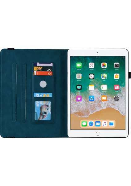 Izleme Standı iPad 9,7 INÇ(2018)/IPAD 9,7 INÇ(2017)/IPAD Air 2(Ipad 6)/ipad Air(Ipad 5)- Elastik Bantlı Çiçek Desenli Baskılı Deri Folyo Kapak (Yurt Dışından)