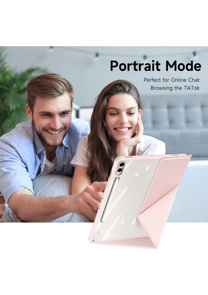 Samsung Galaxy Tab S10 Plus Kılıf Origami Standı Deri+Pc+Tpu Şeffaf Arka Kapak- (Yurt Dışından)