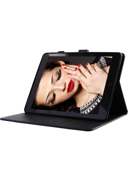 iPad Air-Kızgın Yüz ve Alıntı Desenli Cüzdan Akıllı Deri Standlı Kılıf (Yurt Dışından)