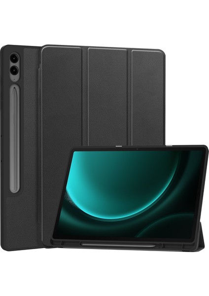Samsung Galaxy Tab S10+KILIF Pu Deri+Tpu Üç Katlı Standlı Tablet Kılıfı Kalem Tutucu- (Yurt Dışından)