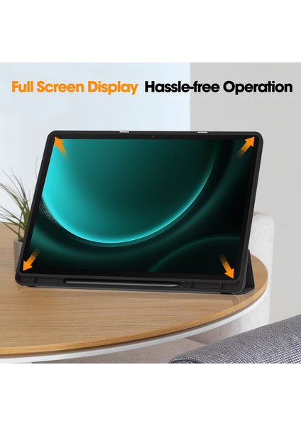 Samsung Galaxy Tab S10+KILIF Pu Deri+Tpu Üç Katlı Standlı Tablet Kılıfı Kalem Tutucu- (Yurt Dışından)