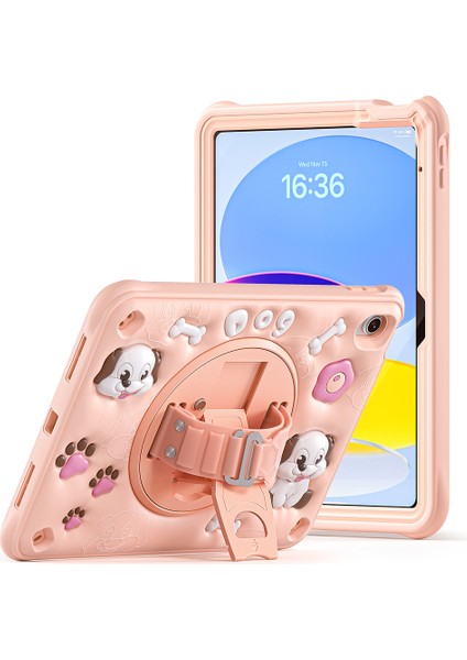 iPad 10.9(2022) Kılıf Kickstand Sevimli Köpek Pc+Silikon+Tpu Tablet Kılıfı (Yurt Dışından)