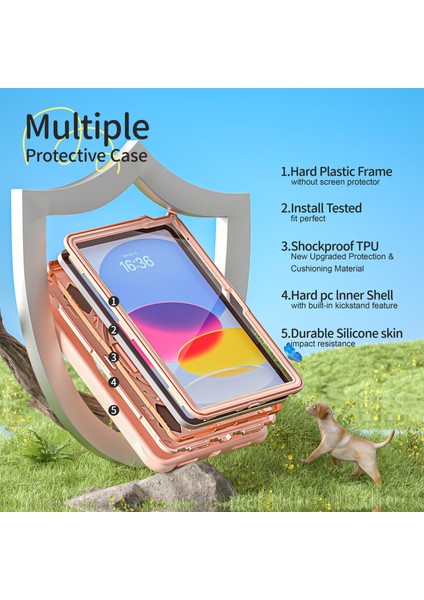 iPad 10.9(2022) Kılıf Kickstand Sevimli Köpek Pc+Silikon+Tpu Tablet Kılıfı (Yurt Dışından) fırsatları