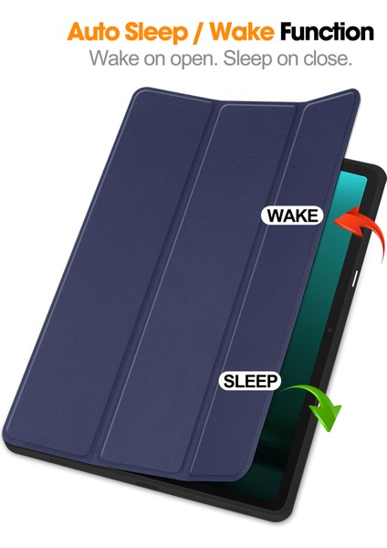 Samsung Galaxy Tab S10+KILIF Pu Deri+Tpu Üç Katlı Standlı Tablet Kılıfı Kalem Tutucu-Koyu (Yurt Dışından)