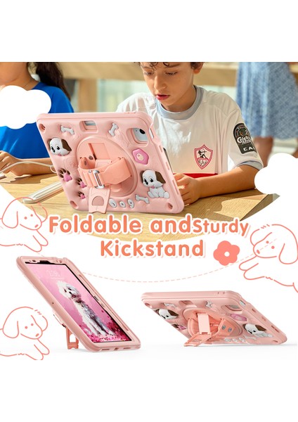 iPad Air 11(2024)/AIR(2022)/(2020)/IPAD Pro 11(2022)/(2021)/(2020)/(2018)CASE Kickstand Sevimli Köpek Pc+Silikon+Tpu Tablet Kılıfı (Yurt Dışından)