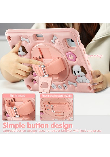 iPad Air 11(2024)/AIR(2022)/(2020)/IPAD Pro 11(2022)/(2021)/(2020)/(2018)CASE Kickstand Sevimli Köpek Pc+Silikon+Tpu Tablet Kılıfı (Yurt Dışından)