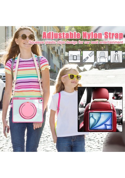 iPad Air 13(2024)/IPAD Pro 12.9(2022)/(2021)/(2020)/(2018)OMUZ Askılı Kılıf Kickstand Pc+Tpu+Akrilik Tablet Kılıfı- (Yurt Dışından)